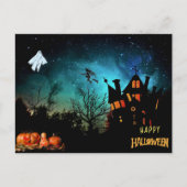 Happy Halloween Scary Witch, Ghost en Pumpkins Briefkaart (Voorkant)
