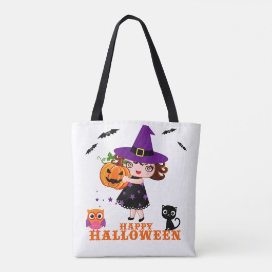 Happy Halloween schattig heks tas (Achterkant)