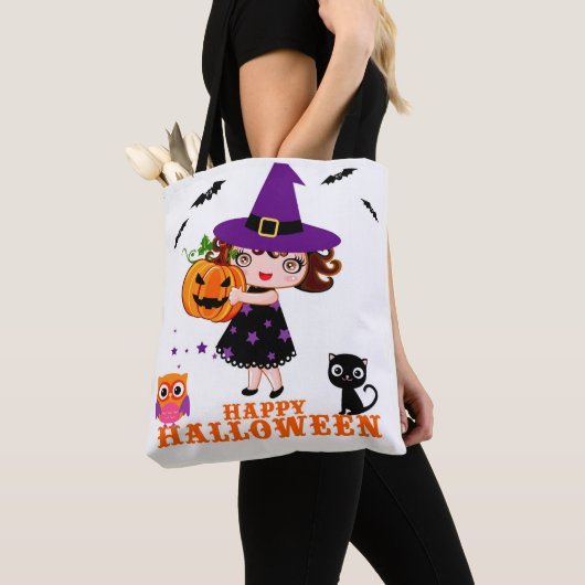 Happy Halloween schattig heks tas (Dichtbij)