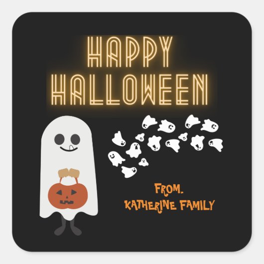 Happy Halloween schattig op maat geschenk goody ba Vierkante Sticker (Voorkant)