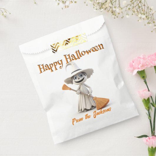 Happy Halloween Schattige BIG EYED WHITE WITCH Bedankzakje (Gezegeld)