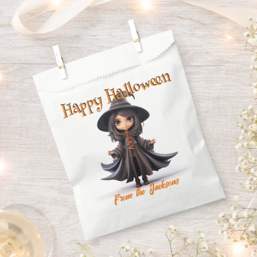 Happy Halloween Schattige BIG EYED WITCH in het zw Bedankzakje (Geknipt)