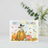 Happy Halloween Schattige Cartoon Heks Mouse Brief Briefkaart (Staand voorkant)