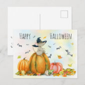 Happy Halloween Schattige Cartoon Heks Mouse Brief Briefkaart (Voorkant / Achterkant)