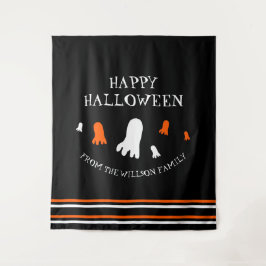 Happy Halloween Schattige Geesten Sinaasappel, Zwa Wandkleed