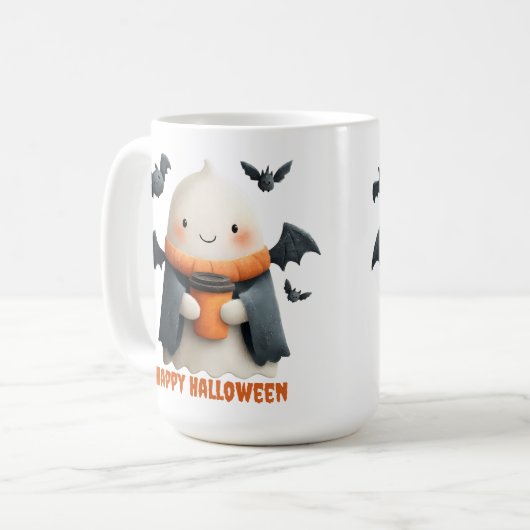 Happy Halloween Schattige Ghost Design Koffiemok (Voorkant links)