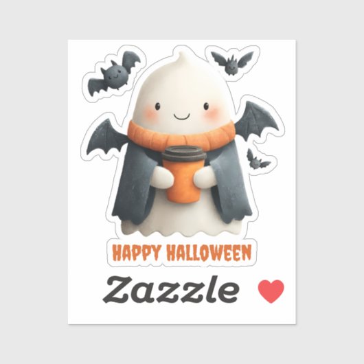 Happy Halloween Schattige Ghost Design Sticker (Vel)