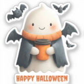 Happy Halloween Schattige Ghost Design Sticker (Voorkant)