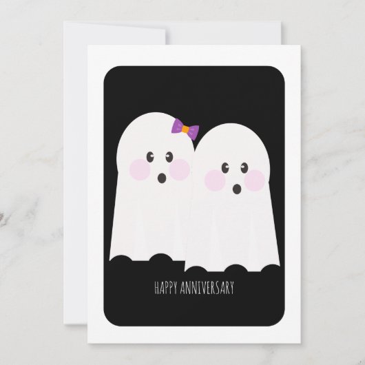 Happy Halloween Schattige Ghost Jubileum Kaart (Voorkant)
