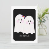 Happy Halloween Schattige Ghost Jubileum Kaart (Staand voorkant)