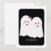Happy Halloween Schattige Ghost Jubileum Kaart (Voorkant / Achterkant)
