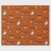 Happy Halloween Schattige Ghost Pumpkin Cadeaupapier (Vlak)