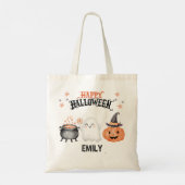 Happy Halloween Schattige Ghost Pumpkin Tote Bag (Achterkant)