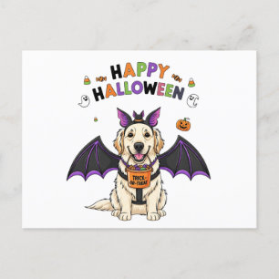 Happy Halloween Schattige Hondenvleermuis Trick-or Feestdagenkaart