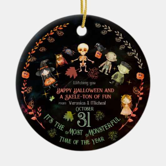 Happy Halloween Schattige Monsters Ornament (Voorkant)