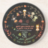 Happy Halloween Schattige Monsters Ornament Zandsteen Onderzetter (Voorkant)