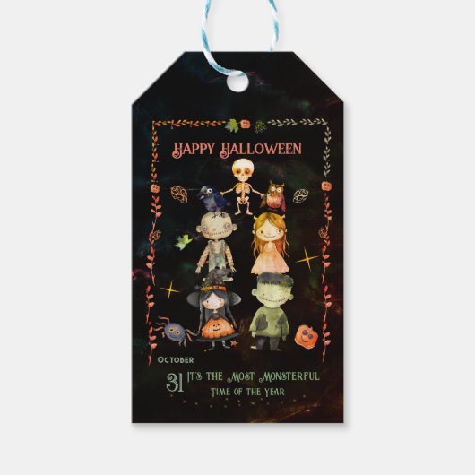 Happy Halloween Schattige Monsters Party Cadeaulabel (Voorkant)