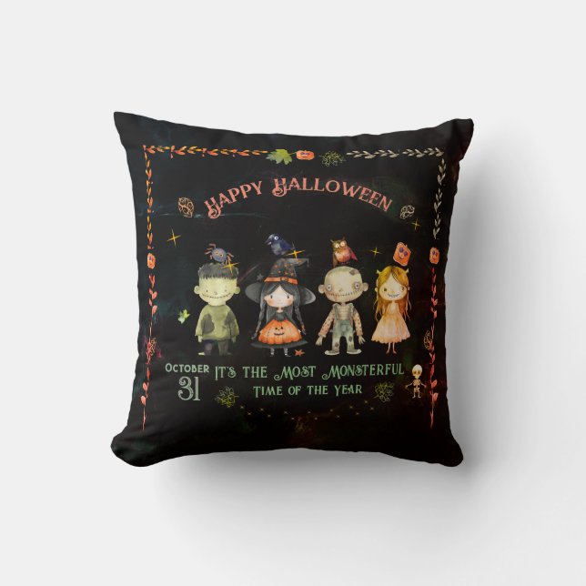 Happy Halloween Schattige Monsters Party Kussen (Voorkant)