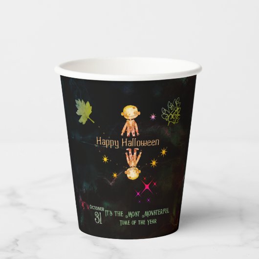 Happy Halloween Schattige Monsters Party Papieren Bekers (Voorkant)