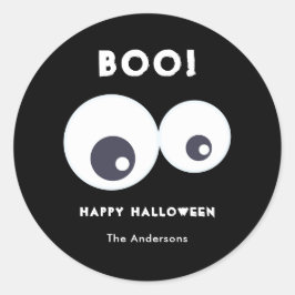Happy Halloween Schattige Oogbollen Monsters Zwart Ronde Sticker
