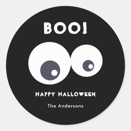 Happy Halloween Schattige Oogbollen Monsters Zwart Ronde Sticker (Voorkant)