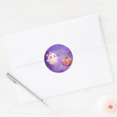 Happy Halloween schattige roze geest Ronde Sticker (Envelop)