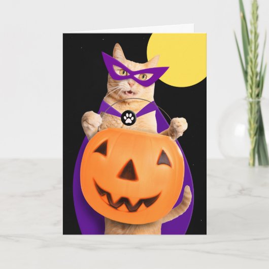 Happy Halloween Schattige Sinaasappel Tabby Ginger Feestdagen Kaart (Voorkant)