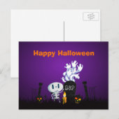 Happy Halloween Schattige skelet en geesten Briefkaart (Voorkant / Achterkant)