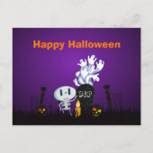 Happy Halloween Schattige skelet en geesten Briefkaart (Voorkant)