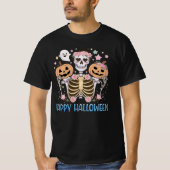 Happy Halloween Schattige Skeleton T-shirt (Voorkant)