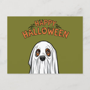 Happy Halloween Schattige spookhond Feestdagenkaart