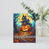 Happy Halloween | Schattige spookhuis Briefkaart (Staand voorkant)
