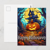 Happy Halloween | Schattige spookhuis Briefkaart (Voorkant / Achterkant)