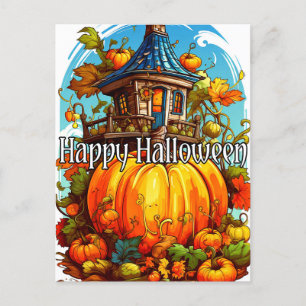 Happy Halloween   Schattige spookhuis Briefkaart