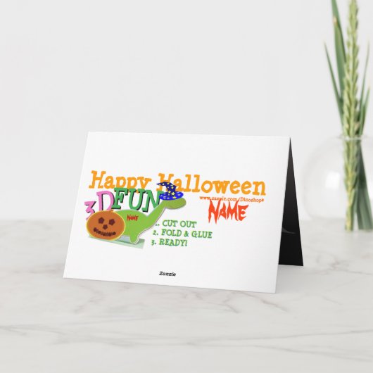 Happy Halloween Schattigee Dinosaurs 3D Cut & Fold Kaart (Achterkant)