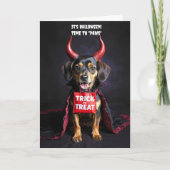 Happy Halloween Schattigee Duivelshond Kaart (Voorkant)