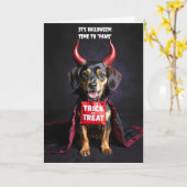 Happy Halloween Schattigee Duivelshond Kaart (Gele Bloem)