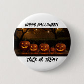 Happy Halloween, Schattigee gesneden pompoenen Ronde Button 5,7 Cm (Voorkant)