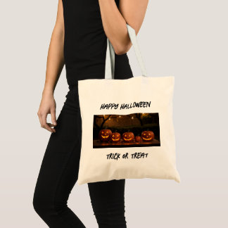 Happy Halloween, Schattigee gesneden pompoenen Tote Bag