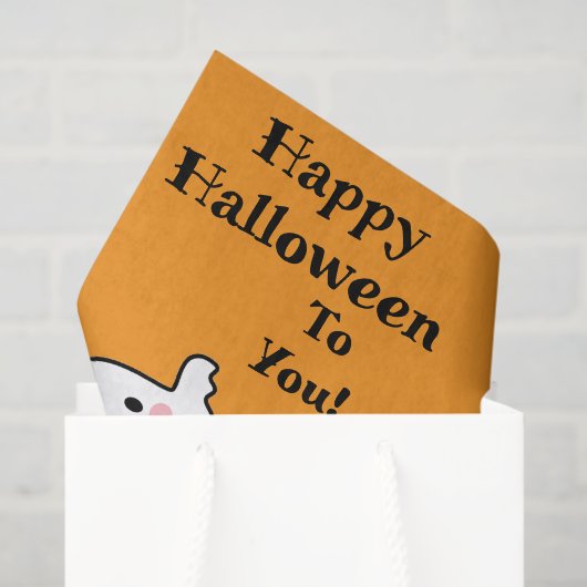 Happy Halloween Schattigee Ghost Bat Oranje Gift Tissuepapier (Cadeauzakje)