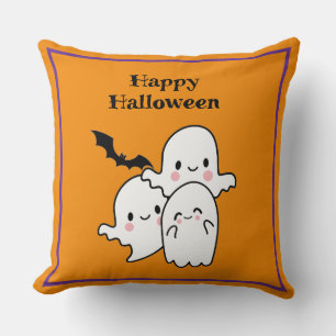 Happy Halloween Schattigee Ghost Bat Oranje Paarse Kussen