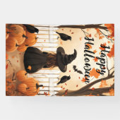 Happy Halloween Schattigee heks en pompoenen Spandoek (Horizontaal)