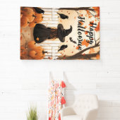 Happy Halloween Schattigee heks en pompoenen Spandoek (Insitu)