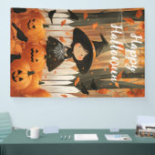 Happy Halloween Schattigee heks en pompoenen Spandoek (Beurs)