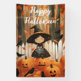 Happy Halloween Schattigee heks en pompoenen Spandoek