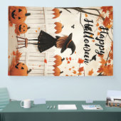 Happy Halloween Schattigee heks en pompoenen Spandoek (Beurs)