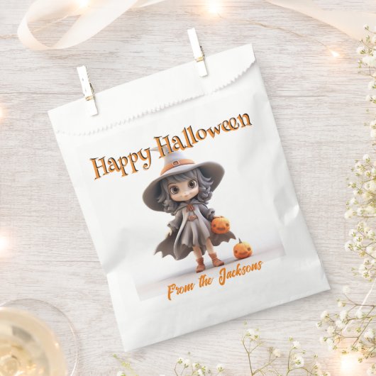 Happy Halloween SCHATTIGEE HEKS in GRIJS PET & JUR Bedankzakje (Geknipt)