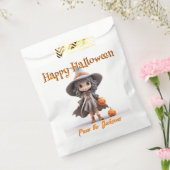 Happy Halloween SCHATTIGEE HEKS in GRIJS PET & JUR Bedankzakje (Gezegeld)