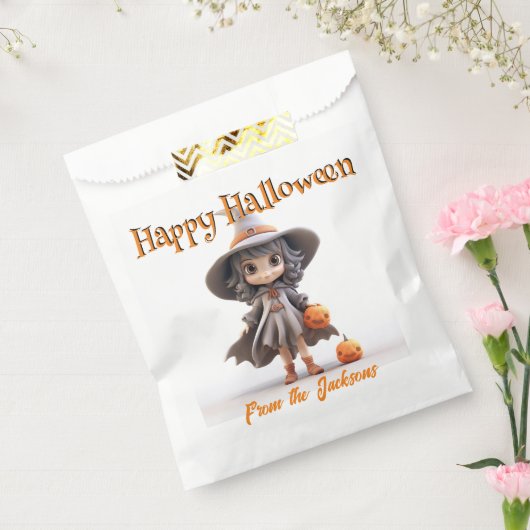 Happy Halloween SCHATTIGEE HEKS in GRIJS PET & JUR Bedankzakje (Gezegeld)