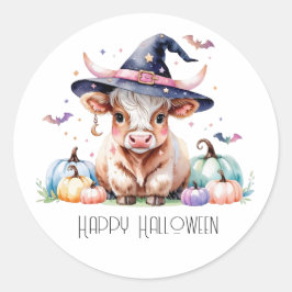 Happy Halloween Schattigee Highland Koe Ronde Sticker